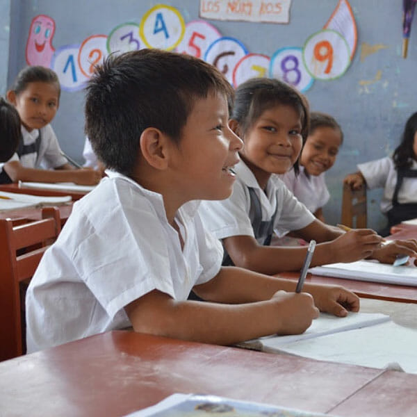 Students in a classroom in Peru